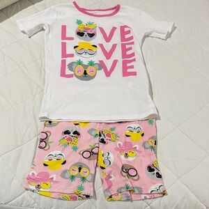 Children’s place 8 cotton Kids Pajamas Set - Pink and White short sleeve shorts